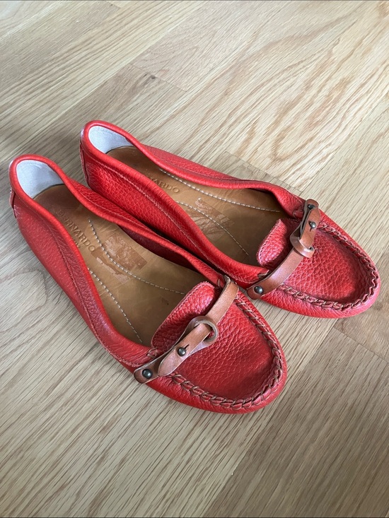 Bernardo Shoes - Bernardo Red Leather Driving Flat Loafers / Moccasins Made in Italy (7)